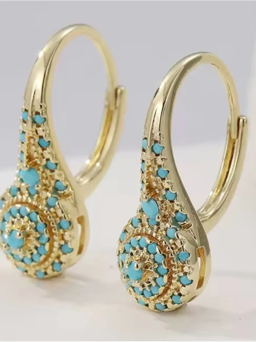New Turquoise 18k Gold Earrings